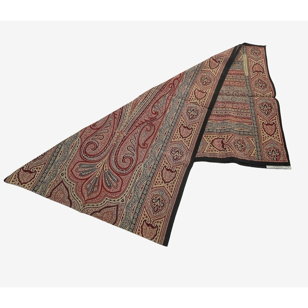 The Metropolitan Museum of Art 100% Silk Scarf Black Red Paisley Rectangle 17x60